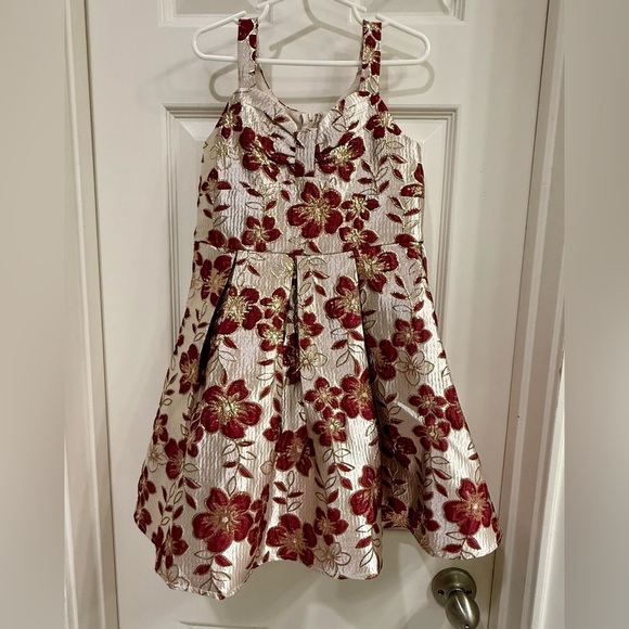 Other - Formal Floral  Halter Dress with Red and Gold Accents Girl 6